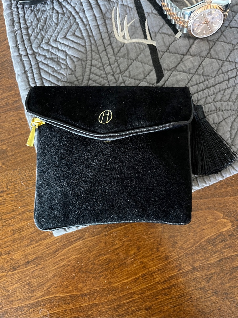 Heaven Mayhem Black Velvet Tassel zip jewelry pouch - perfect for travel or bag